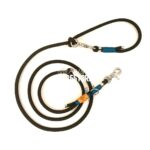 Hajókötél állítható kiképzőpóráz, fekete/többféle kötöző színnel, ezüst trigger 200cm (EbLaszti)