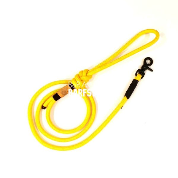 Hajókötél póráz sárga/fekete, fekete trigger, 150cm (EbLaszti) - Image 1