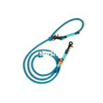Hajókötél állítható kiképzőpóráz, türkizkék/többféle kötöző színnel, fekete trigger 200cm (EbLaszti)