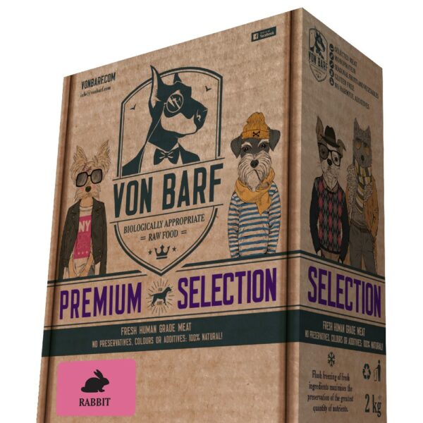 Von Barf Premium Selection RABBIT - Nyúl menü, komplett, darált 2kg (250g x  8db) - BoRAW & Co BARFSTORE