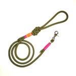 Hajókötél póráz khaki/többféle kötöző színnel, ezüst trigger, 150cm (EbLaszti)