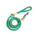 Pamutkötél póráz, mentazöld, ezüst trigger, 140cm (EbLaszti)