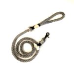 Pamutkötél póráz, szürke, fekete trigger, 140cm (EbLaszti)