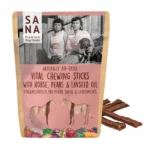 Vital Sticks Lóhús-marhabőr fogtisztító rudak körtével & lenmagolajjal, 150g (SANADOG)