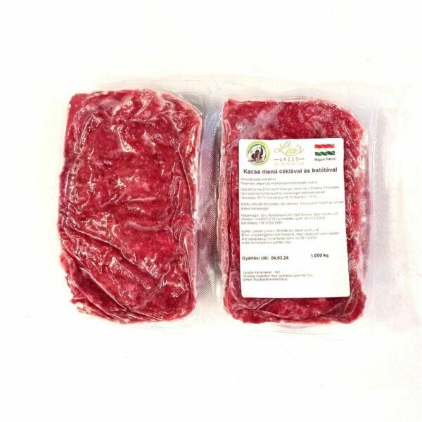 Kacsa menü céklával és batátával, komplett, darált 2x500g (Livi's Green) - Image 1