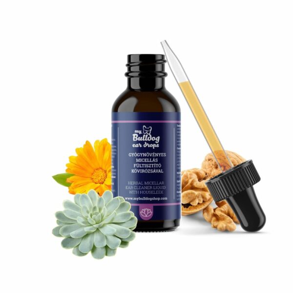 Akciós -40% My Bulldog Ear Drops – gyógynövényes fültisztító oldat kövirózsával 50ml (My Bulldog) (Min.meg.:2025.08.) - Image 1