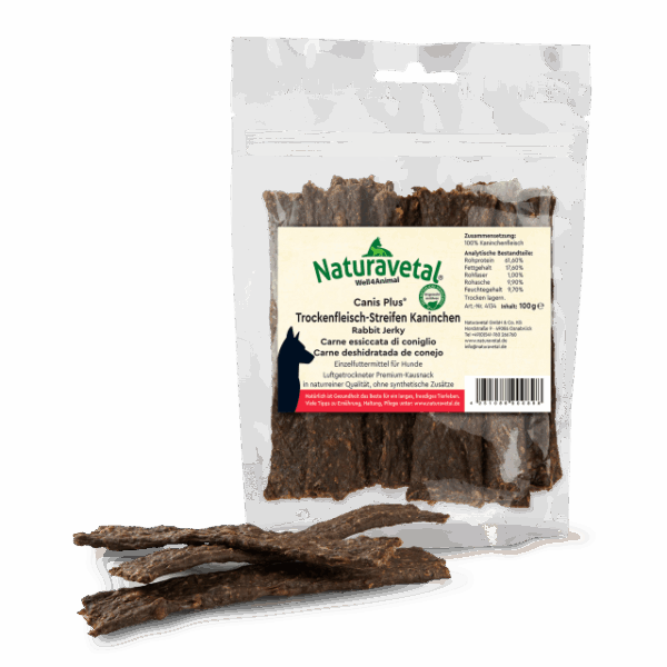 Canis Plus szárított nyúlhús csíkok - Rabbit jerky 10-15cm, 100g (Naturavetal) - Image 2