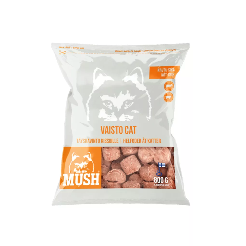 Mush Vaisto Cat White 800g Mush Vaisto CAT White Marha-Sertés komplett BARF menü cicáknak 800g - Image 1