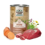Lóhús & édesburgonya érzékeny emésztésű kutyáknak, párolt komplett menü  400g (Wildes Land)